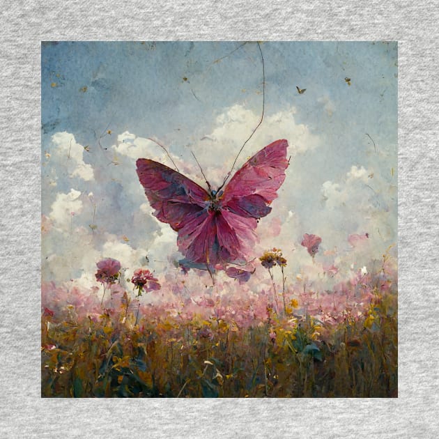 Pink Butterfly  in The Flower Field by DarkAgeArt